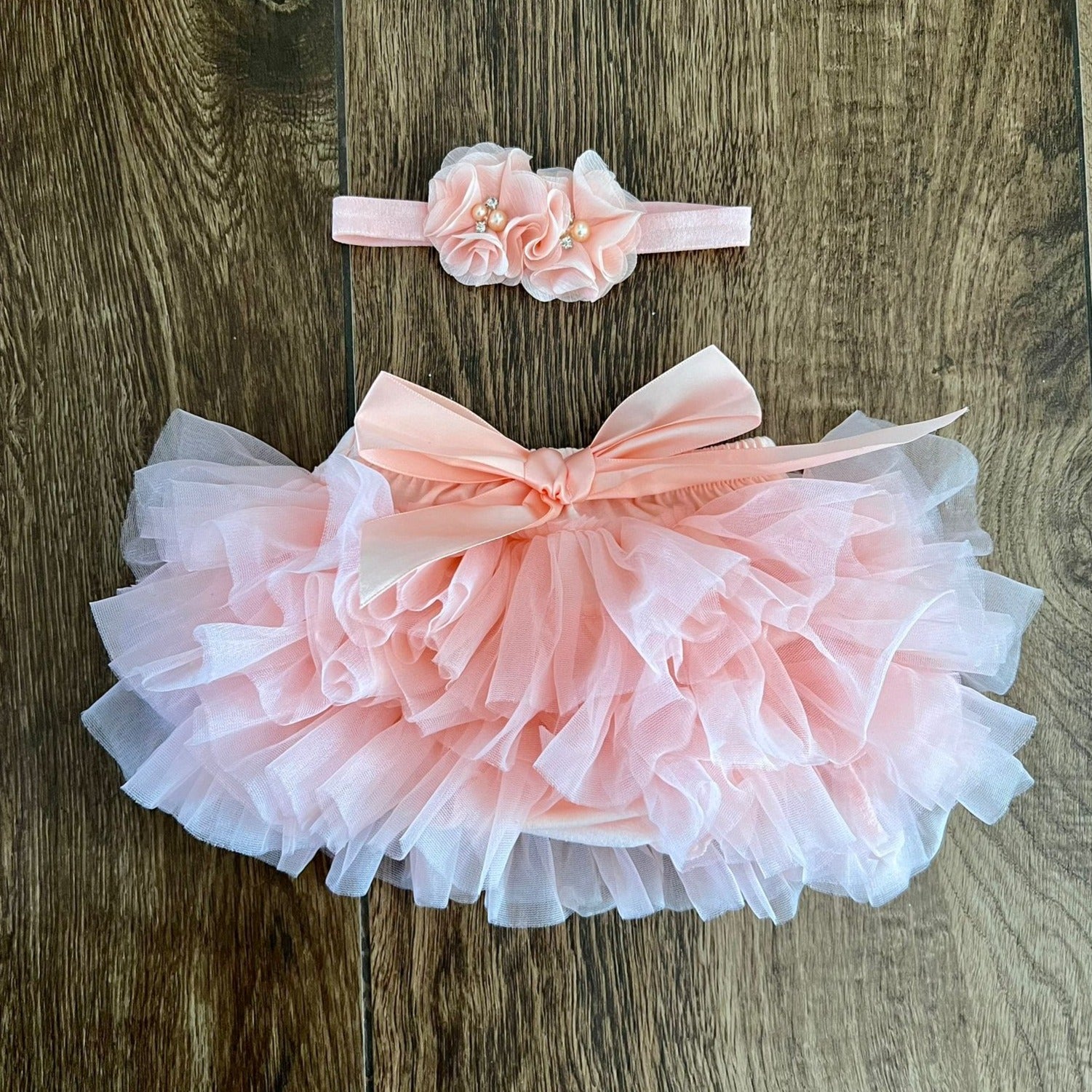 Gonna Neonata con coulotte a balze di tulle