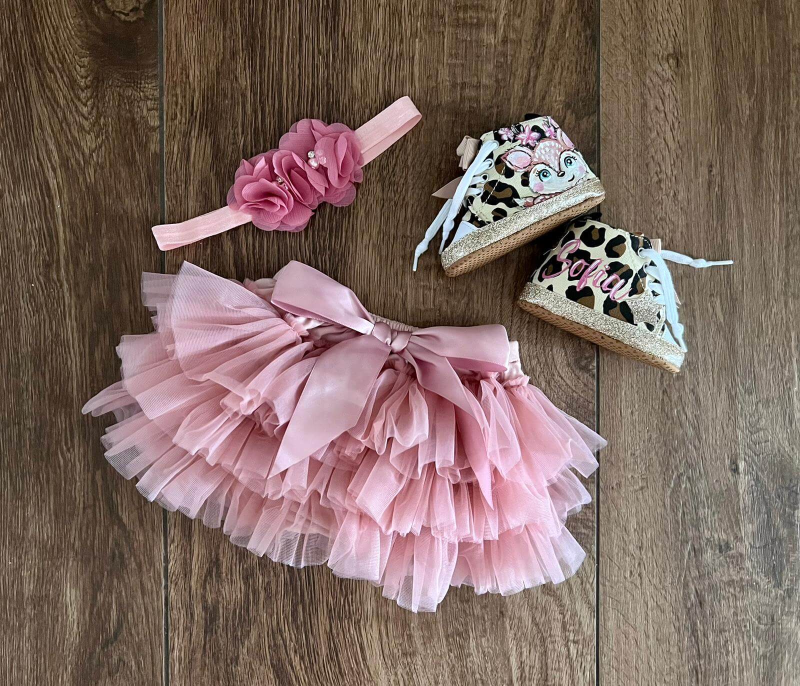 Gonna Neonata con coulotte a balze di tulle