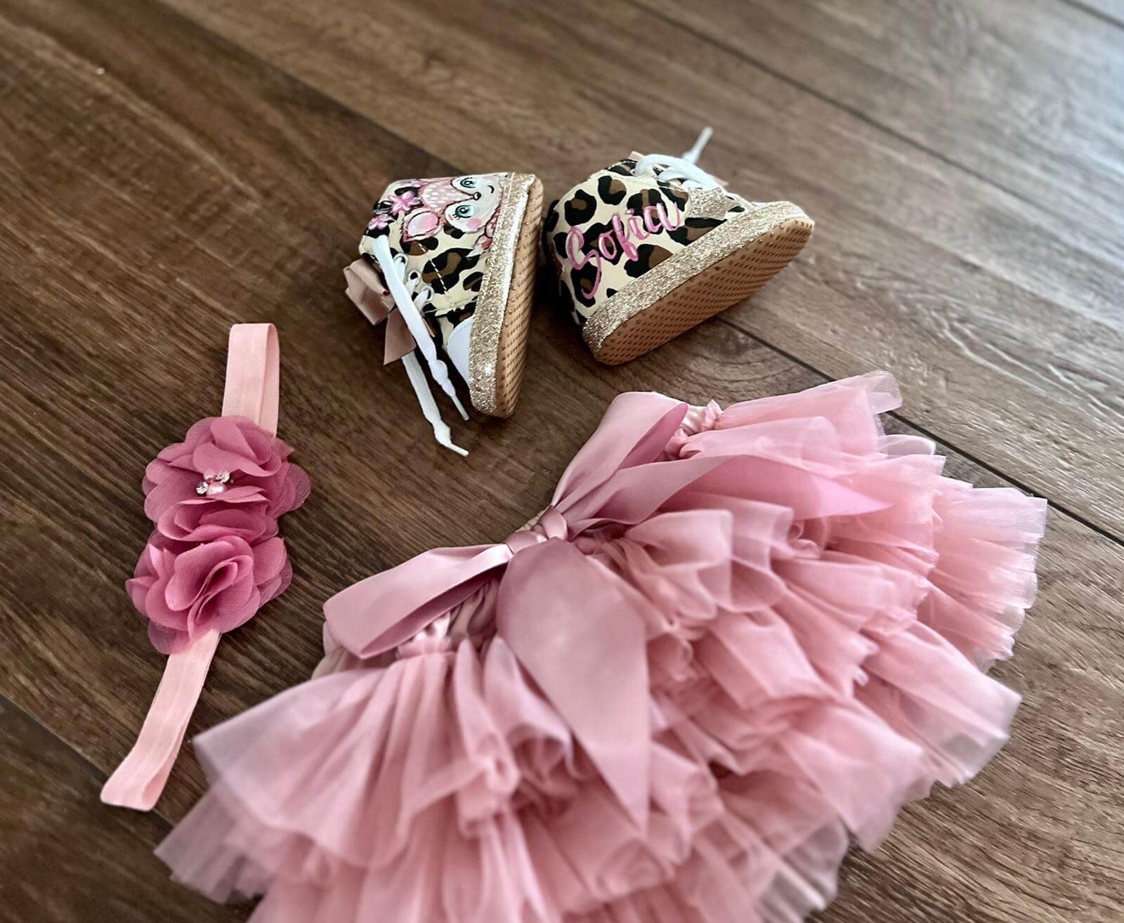 Gonna Neonata con coulotte a balze di tulle