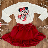 Completo bimba Minnie natalizia - fatto a mano