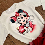 Completo bimba Minnie natalizia - fatto a mano