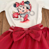 Completo bimba Minnie natalizia - fatto a mano