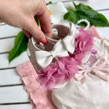 Sandali Neonato con fiocco e fiori